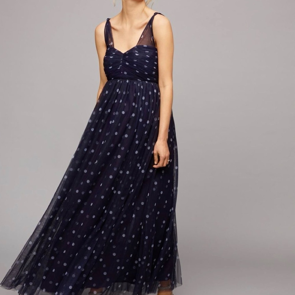 A Pea in the Pod Navy Polka Dot Maxi Dress Maternity